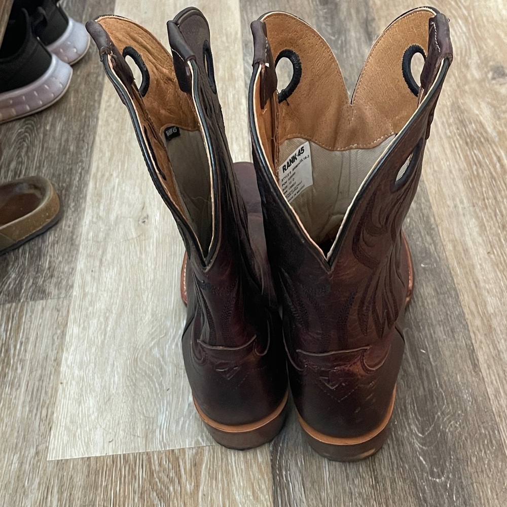 Rank45 Boots: Burgundy Leather with Cherry Slick Bottom